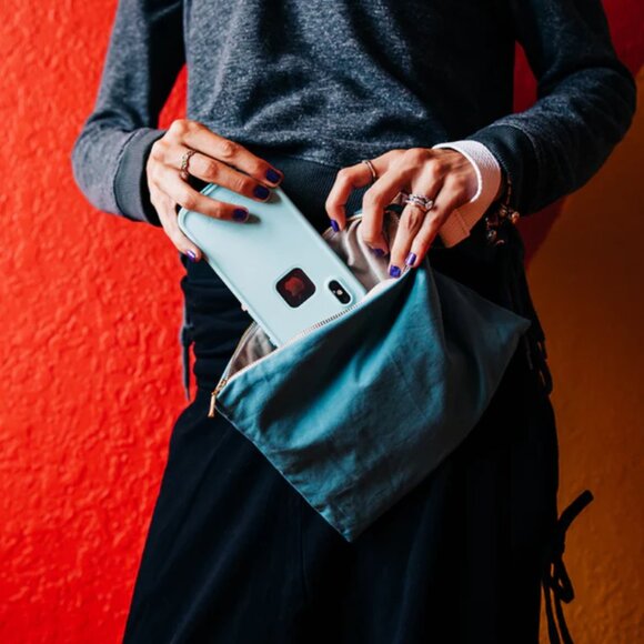 Buddha Pants Unisex Zipper Travel Cotton Make Up Bag Hand Carry Clutch Blue - Picture 1 of 3